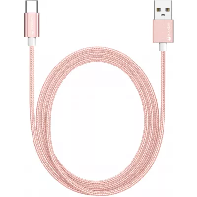 Câble chargeur (1.5 m) USB-A vers USB-C - Nylon PhoneLook - Rose clair