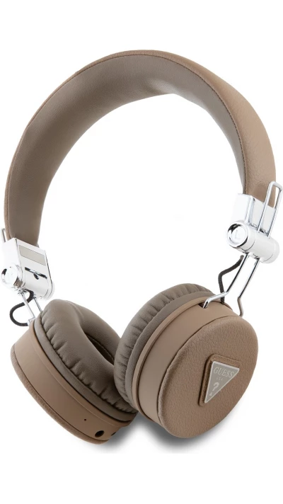 Bluetooth Kopfhörer Guess On-Ear Premium mit Dreieckslogo Kunstleder - Braun