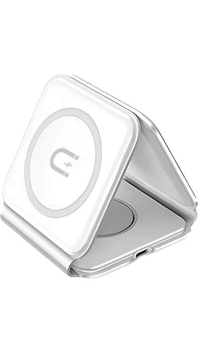 Dudao A11N 15W faltbares 3-in-1 Induktionsladegerät mit USB-C Kabel - Weiss