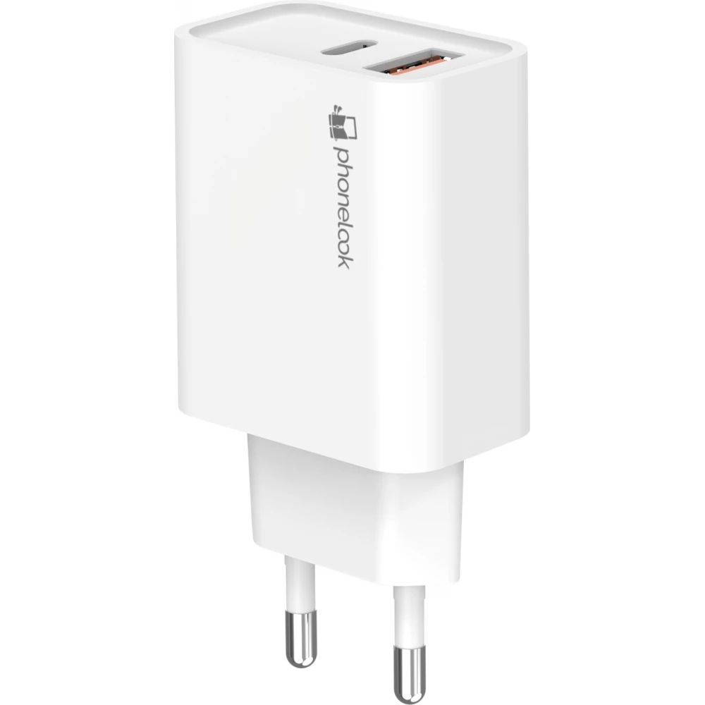 Chargeur rapide 25W USB-A et USB-C - Adaptateur secteur dual - Blanc