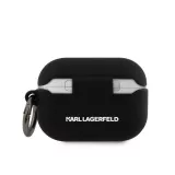 Coque AirPods Pro / Pro 2 - Karl Lagerfeld silicone soft touch avec logo 3D - Noir