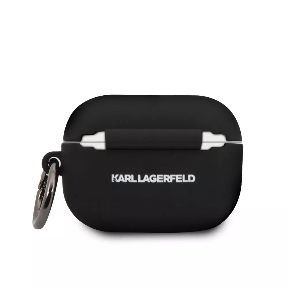 Coque AirPods Pro / Pro 2 - Karl Lagerfeld silicone soft touch avec logo 3D - Noir