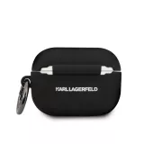 Coque AirPods Pro / Pro 2 - Karl Lagerfeld silicone soft touch avec logo 3D - Noir