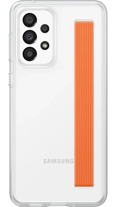 Coque Samsung Galaxy A33 5G - Samsung Slim Strap Cover - Coque fine avec attache grip orange - Transparent
