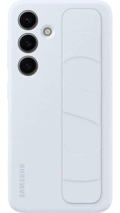 Coque Samsung Galaxy S24+ - Samsung officielle en silicone soft touch avec support amovible intégré - Bleu clair