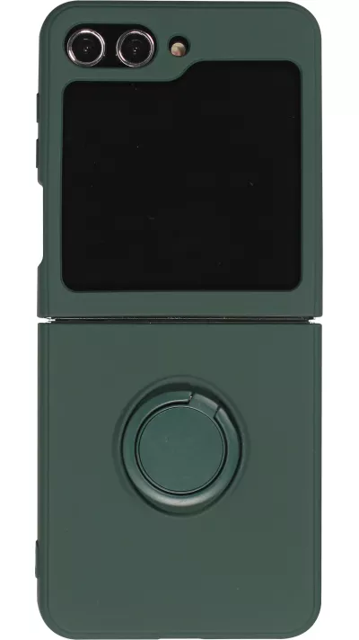 Galaxy Z Flip5 Case Hülle - Soft Touch mit Ring - Dunkelgrün