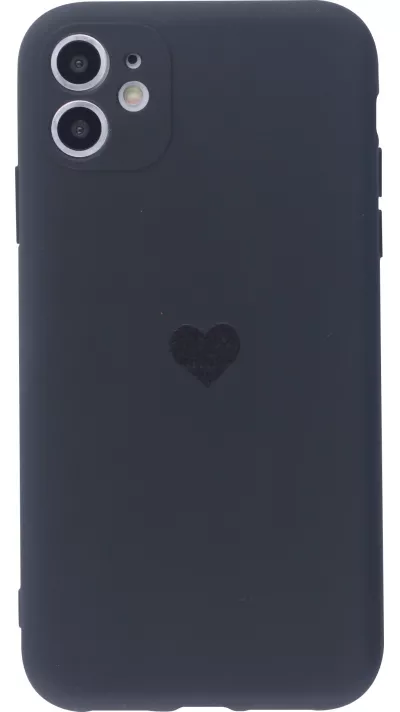 Hülle iPhone 11 - Silikon Mat Herz - Schwarz