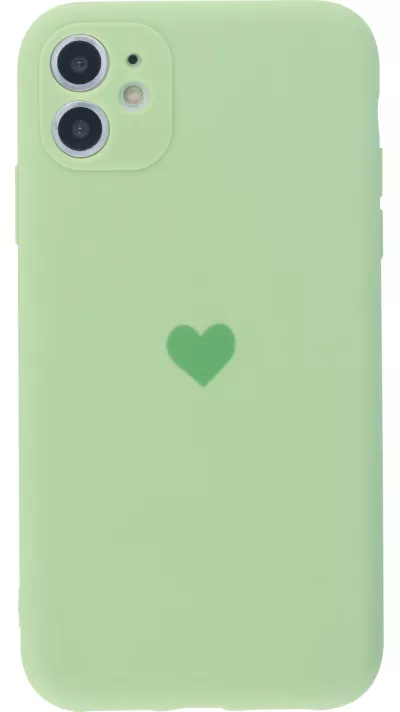 Hülle iPhone 12 mini - Silikon Mat Herz - Hellgrün