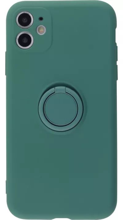 Hülle iPhone 11 - Soft Touch mit Ring - Dunkelgrün