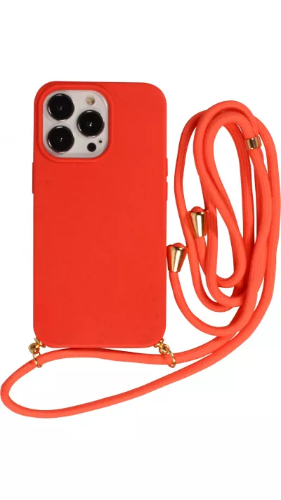 Coque Samsung Galaxy S24 - Bio Eco-Friendly nature avec cordon collier - Rouge