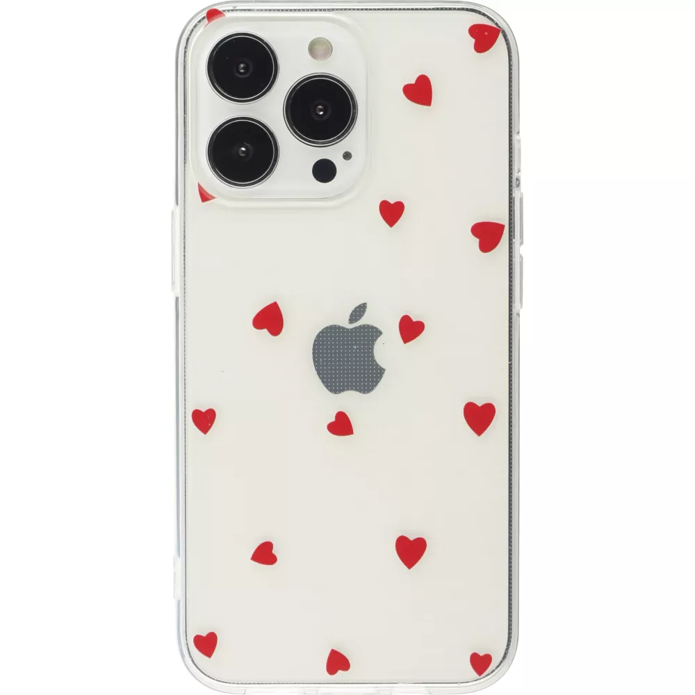 Coque iPhone 16e - Gel petit coeur transparent - Rouge