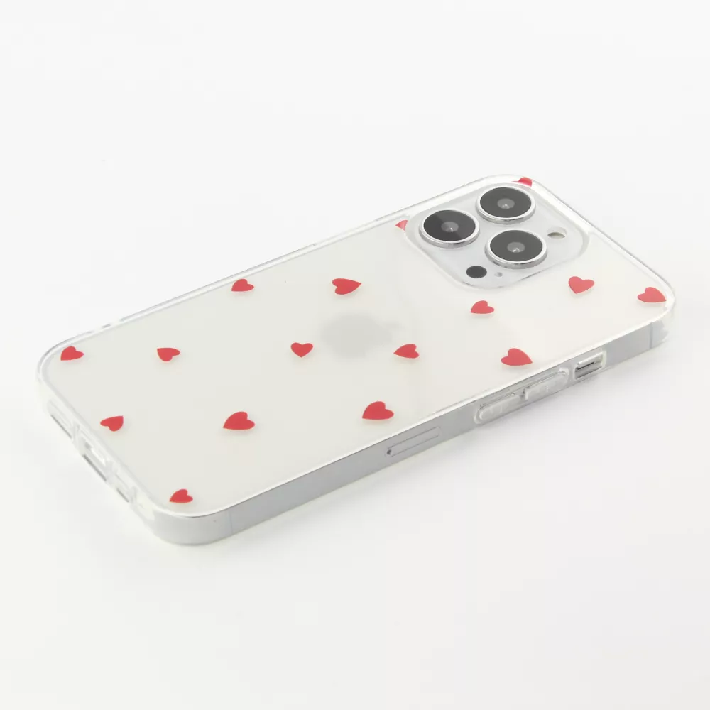 Coque iPhone 16e - Gel petit coeur transparent - Rouge