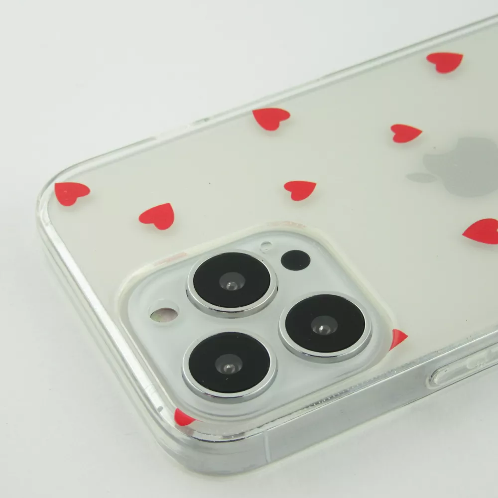 Coque iPhone 16e - Gel petit coeur transparent - Rouge