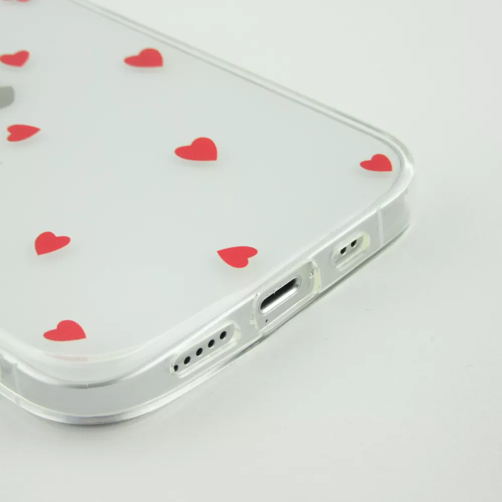 Coque iPhone 16e - Gel petit coeur transparent - Rouge