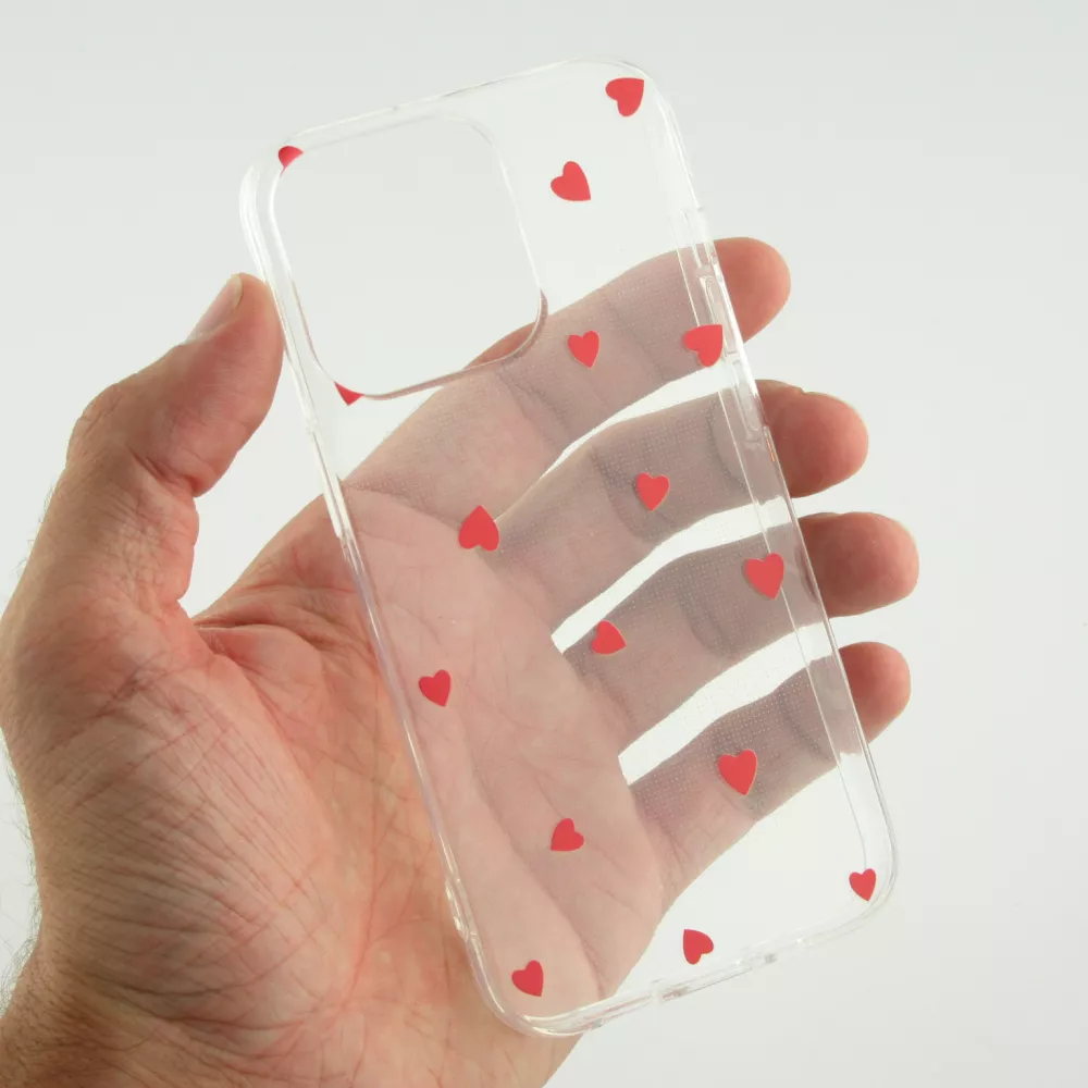 Coque iPhone 16e - Gel petit coeur transparent - Rouge