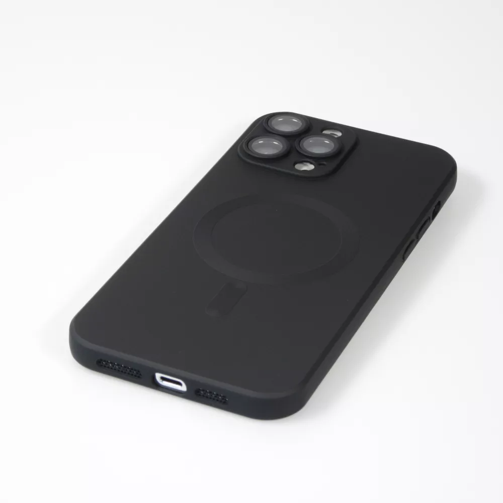Coque iPhone 16 Pro - Gel souple avec vitre de protection caméra MagSafe - Noir