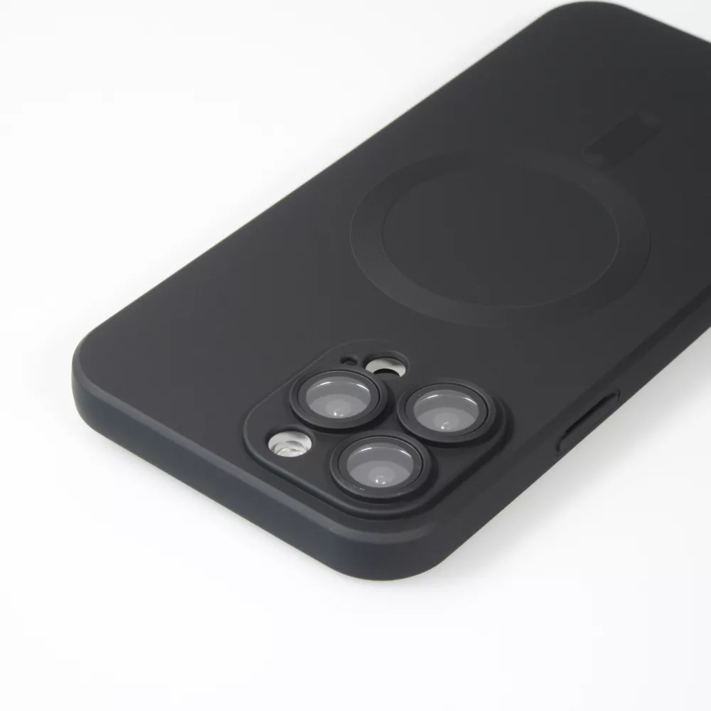 Coque iPhone 16 Pro - Gel souple avec vitre de protection caméra MagSafe - Noir