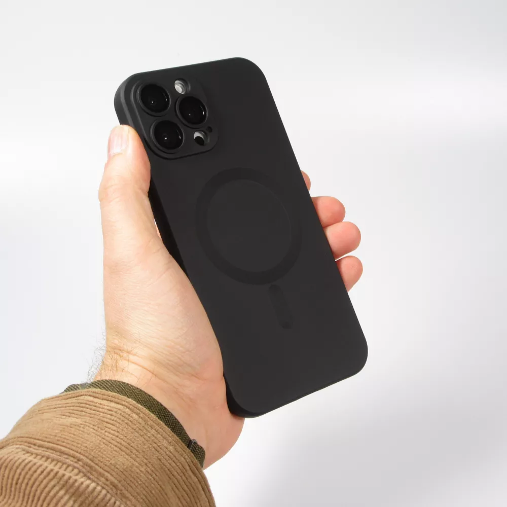 Coque iPhone 16 Pro - Gel souple avec vitre de protection caméra MagSafe - Noir