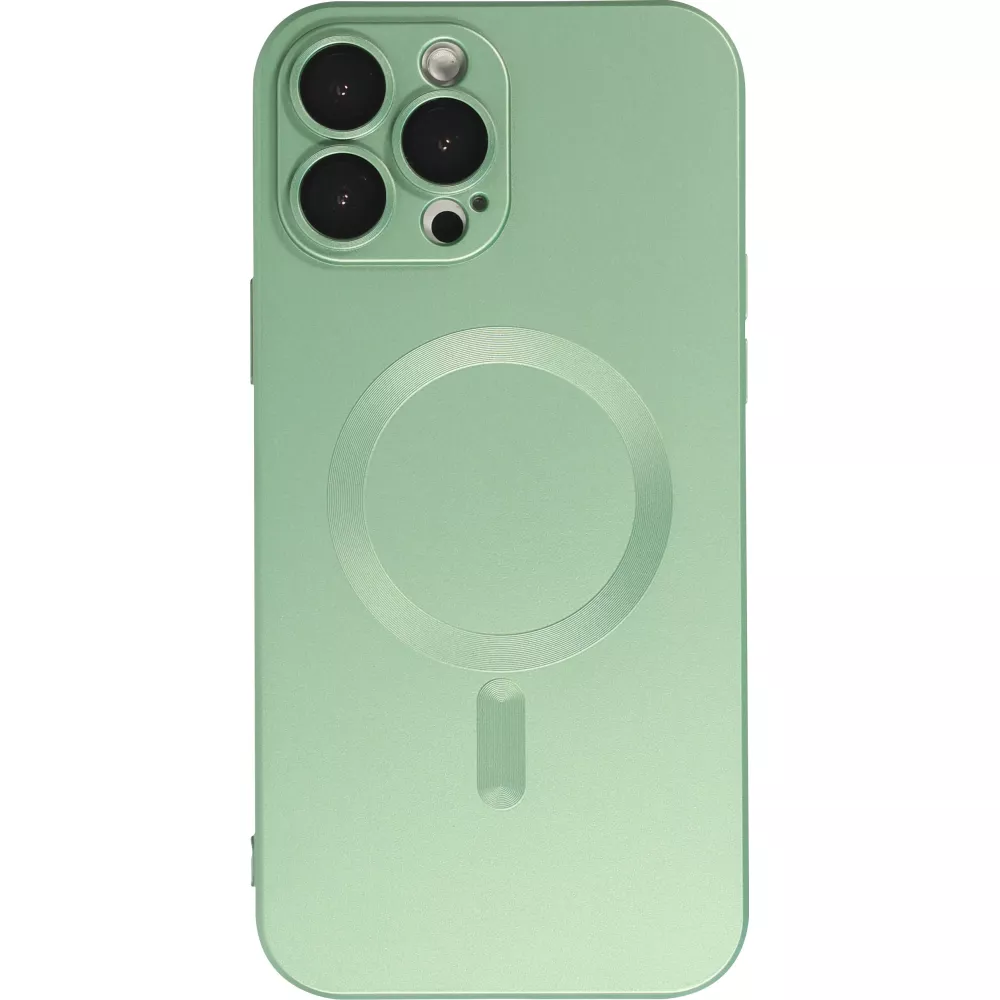 Coque iPhone 15 Pro - Gel souple avec vitre de protection caméra MagSafe - Vert