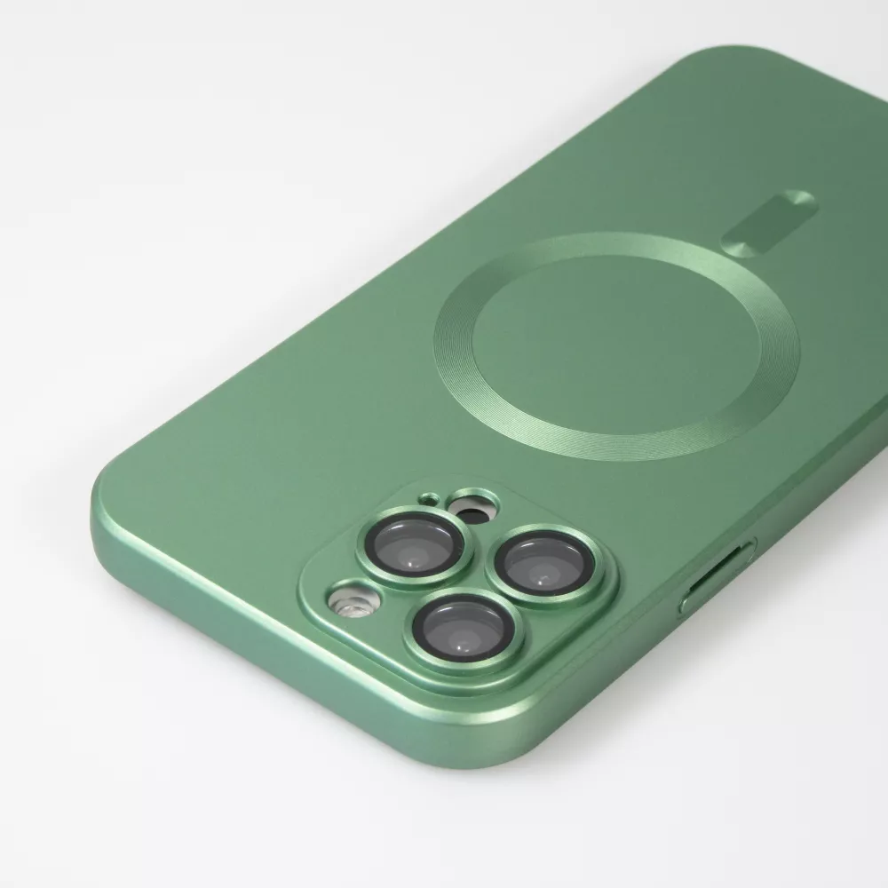 Coque iPhone 15 Pro - Gel souple avec vitre de protection caméra MagSafe - Vert