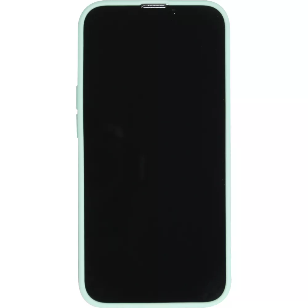 Coque iPhone 16 Pro - Silicone Mat Coeur doré - Turquoise