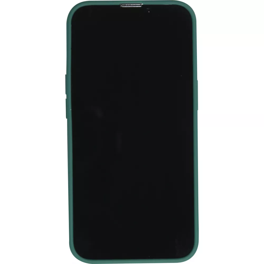 iPhone 12 / 12 Pro Case Hülle - Silikon Mat Herz gold - Dunkelgrün