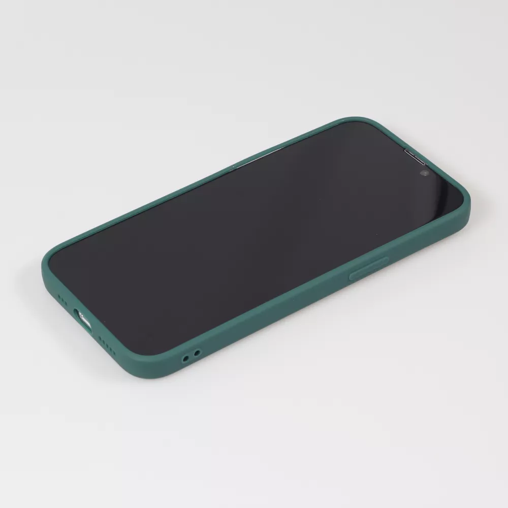 iPhone 12 / 12 Pro Case Hülle - Silikon Mat Herz gold - Dunkelgrün