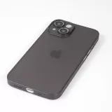 iPhone 15 Case Hülle - Plastik ultra dünn semi-transparent matt - Schwarz