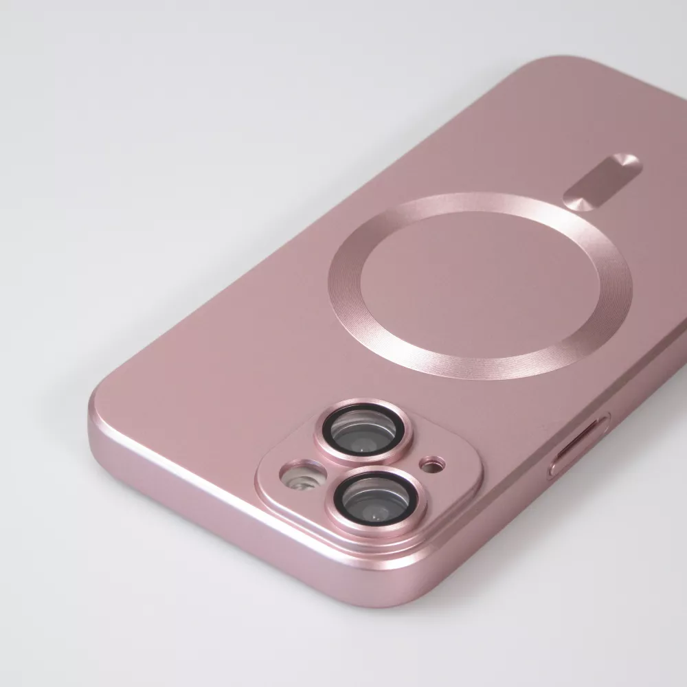 Coque iPhone 15 - Gel souple avec vitre de protection caméra MagSafe - Rose