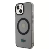 Coque iPhone 15 Plus - Lacoste gel laqué transparent avec MagSafe - Noir