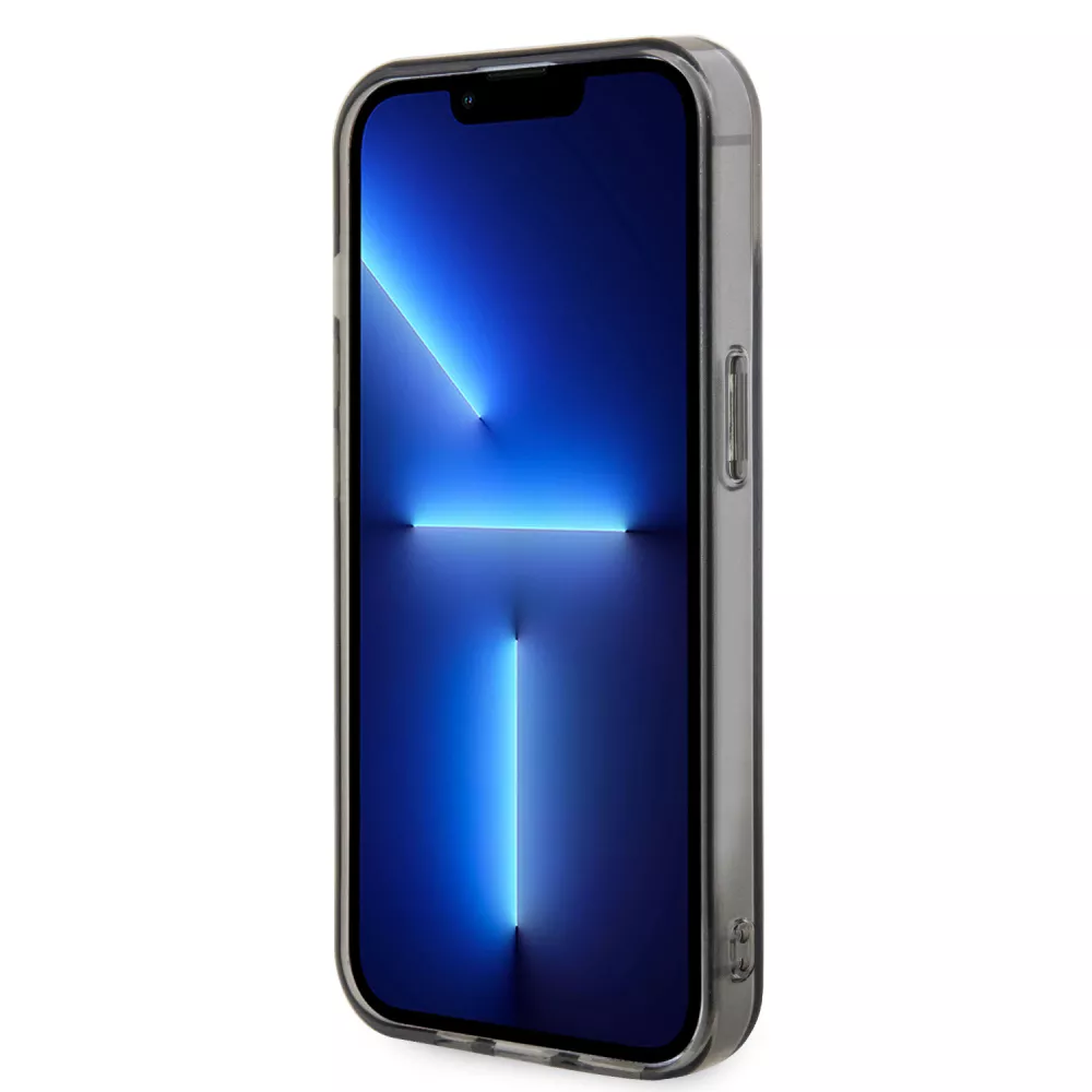 Coque iPhone 15 Plus - Lacoste gel laqué transparent avec MagSafe - Noir