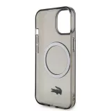 Coque iPhone 15 Plus - Lacoste gel laqué transparent avec MagSafe - Noir