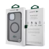 Coque iPhone 15 Plus - Lacoste gel laqué transparent avec MagSafe - Noir