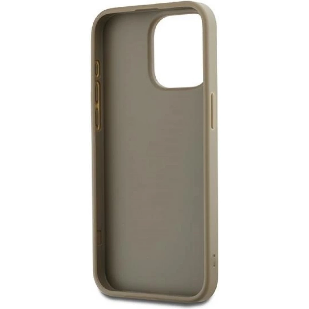 Coque iPhone 15 Pro Max - DKNY avec bracelet détachable et logo doré - Beige