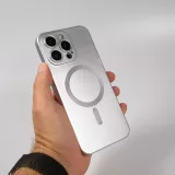 Coque iPhone 16 Pro - Gel souple avec vitre de protection caméra MagSafe - Argent