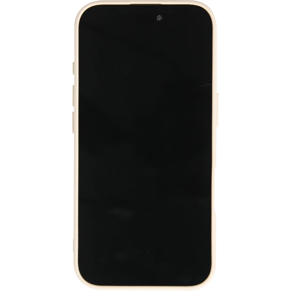 Coque iPhone 16 Plus - Silicone Mat Coeur doré - Beige