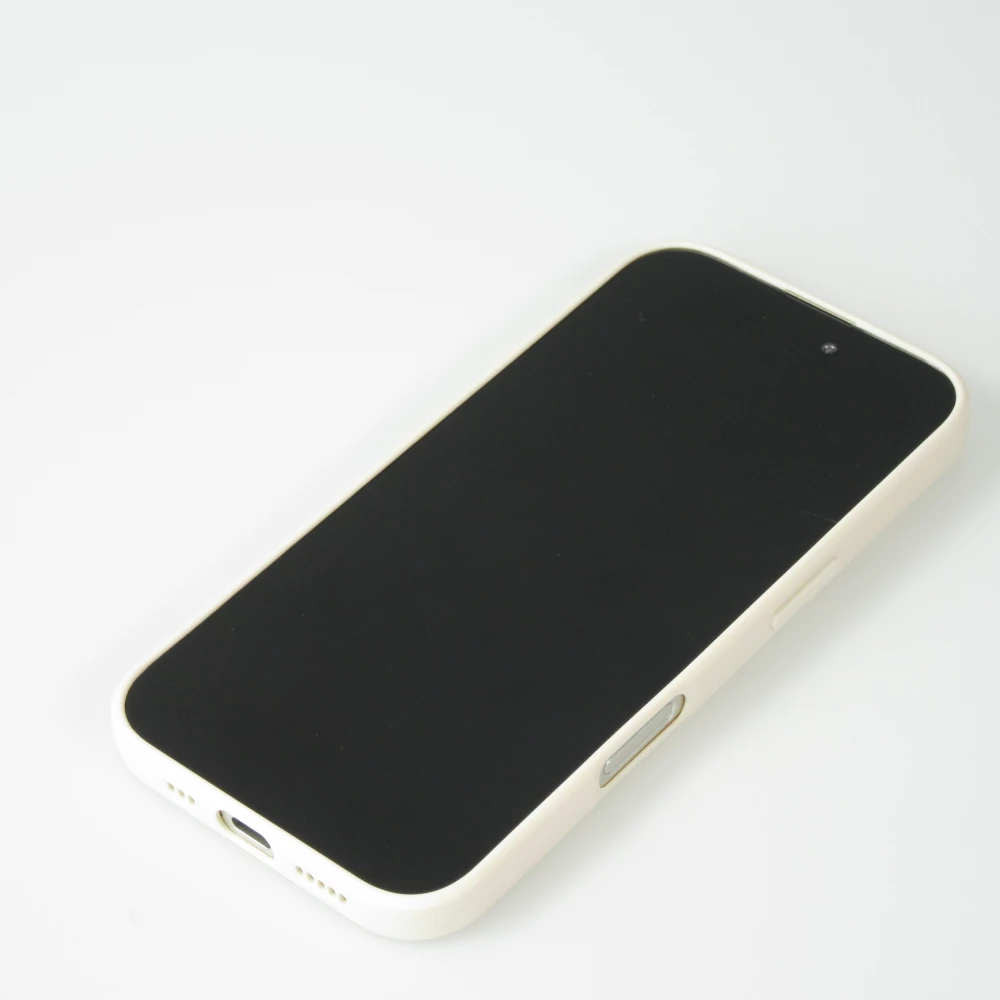 Coque iPhone 16 Plus - Silicone Mat Coeur doré - Beige