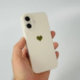 Coque iPhone 16 Plus - Silicone Mat Coeur doré - Beige