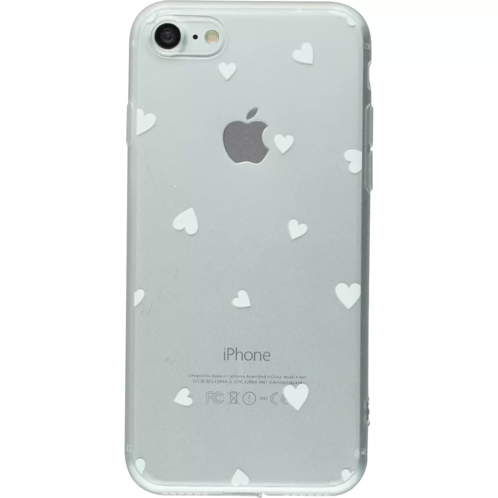 Coque iPhone 16e - Gel petit coeur transparent - Blanc