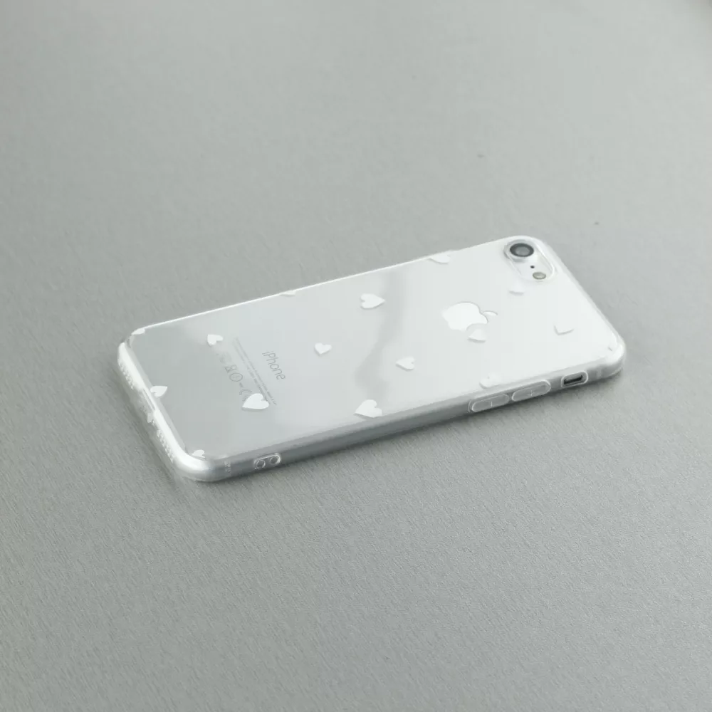 Coque iPhone 16e - Gel petit coeur transparent - Blanc