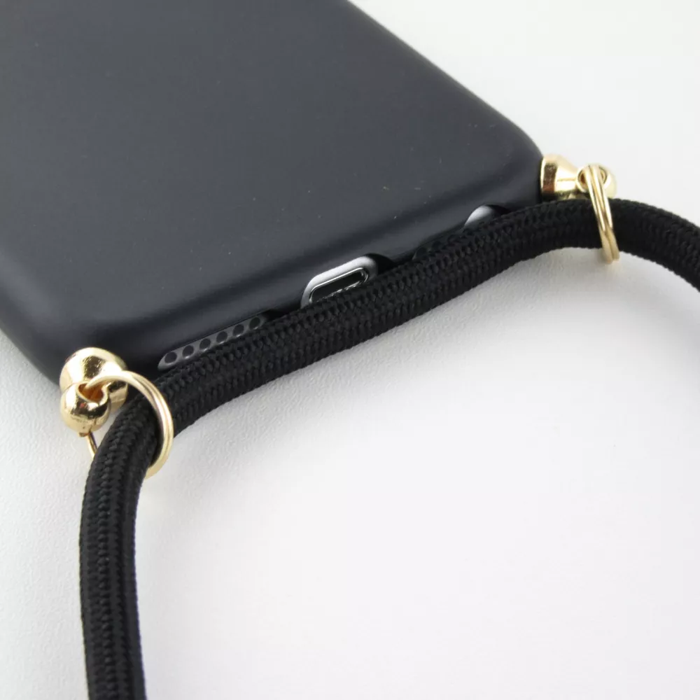 Coque iPhone 16e - Bio Eco-Friendly nature avec cordon collier - Noir