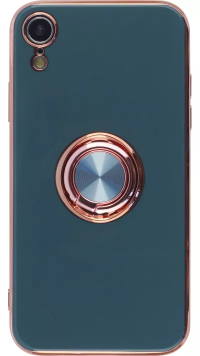 Hülle iPhone XR - Gummi Bronze mit Ring grau grün