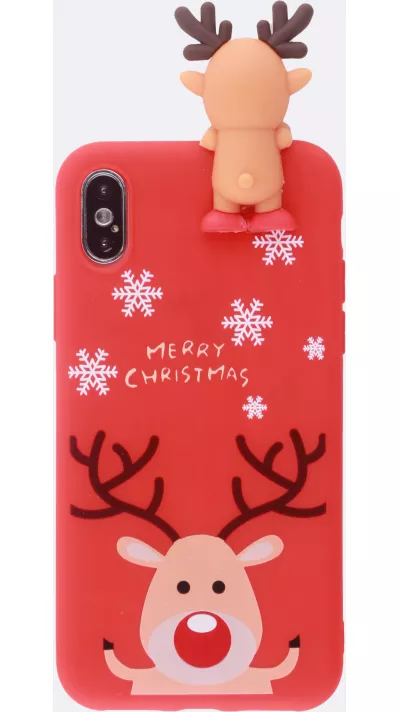 Hülle iPhone X / Xs - Silikon Weihnachten Rentier 3D
