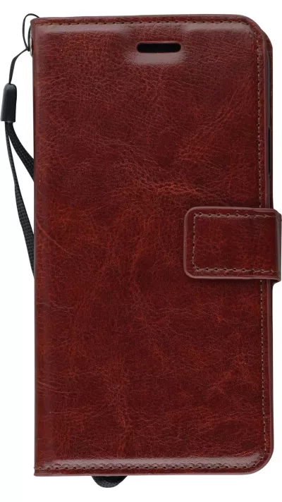 Hülle iPhone XR - Premium Flip Leder Tasche - Braun