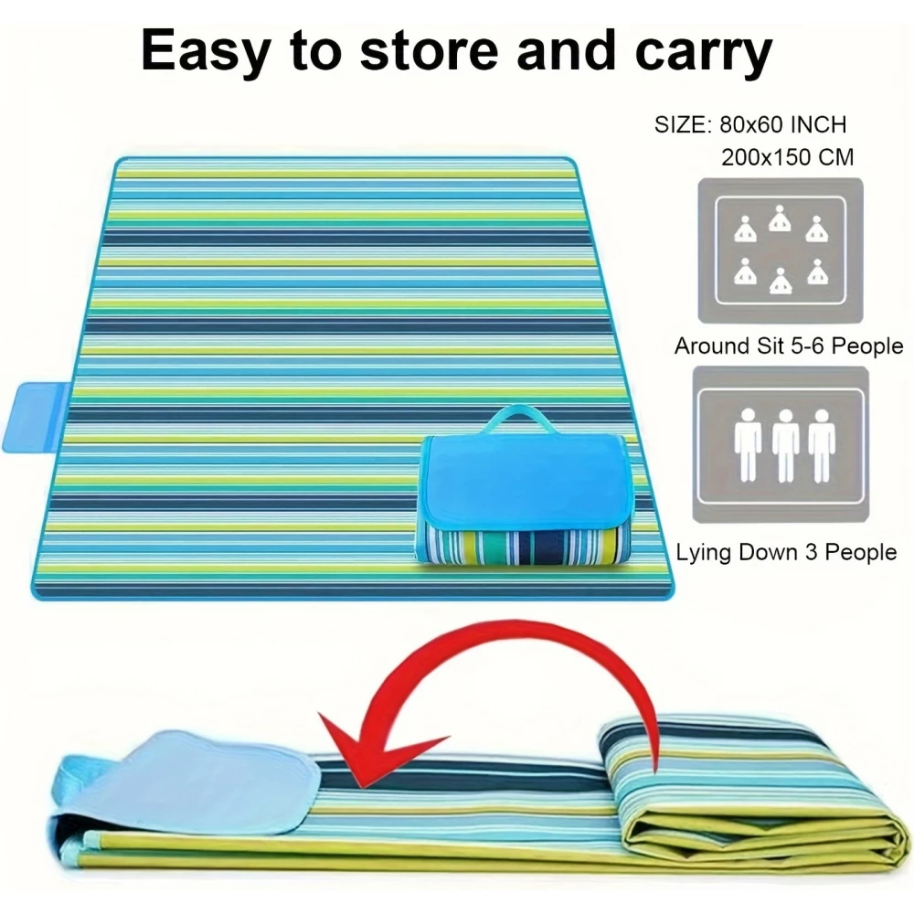 Couverture de pique-nique imperméable extra-large portable anti-sable pour camping plage et parc (200 x 200 cm)