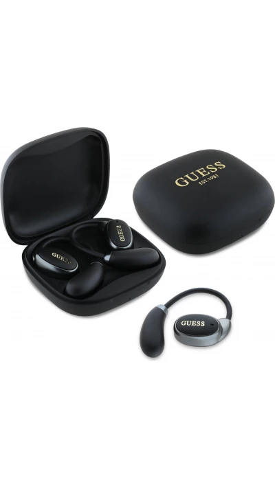 Guess Bluetooth Knochenleitende Kabellose Ohrhörer OWS Satin Soft Touch - Schwarz