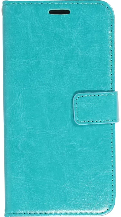 Fourre iPhone 13 - Premium Flip cuir lisse porte-cartes - Turquoise