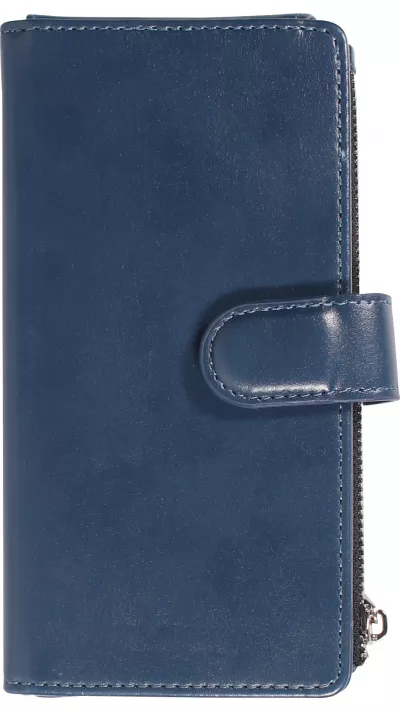 iPhone 14 Pro Max Case Hülle - Brieftaschen-Hülle luxuriös und raffiniert mit Magnet Verschluss & Münz- und Kartenfach  - Blau