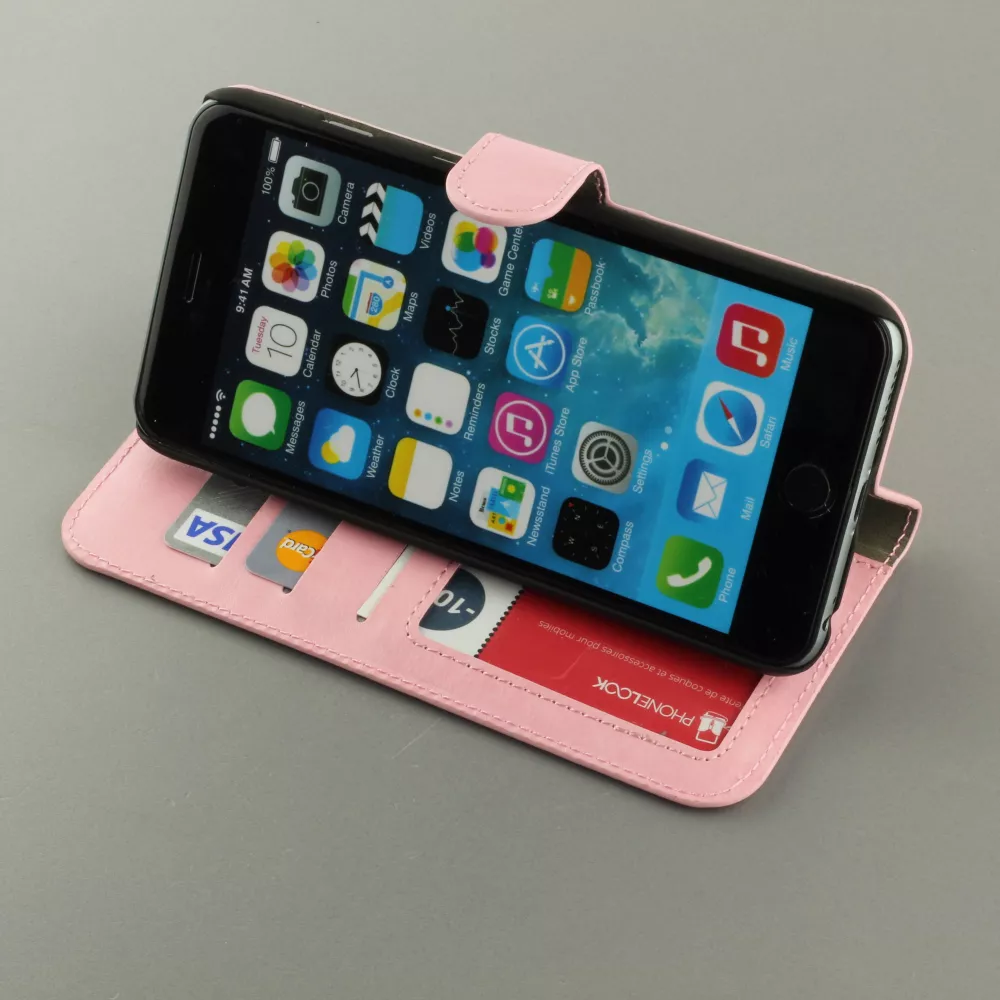 Hülle iPhone 16e - Premium Flip Leder Tasche - Hellrosa