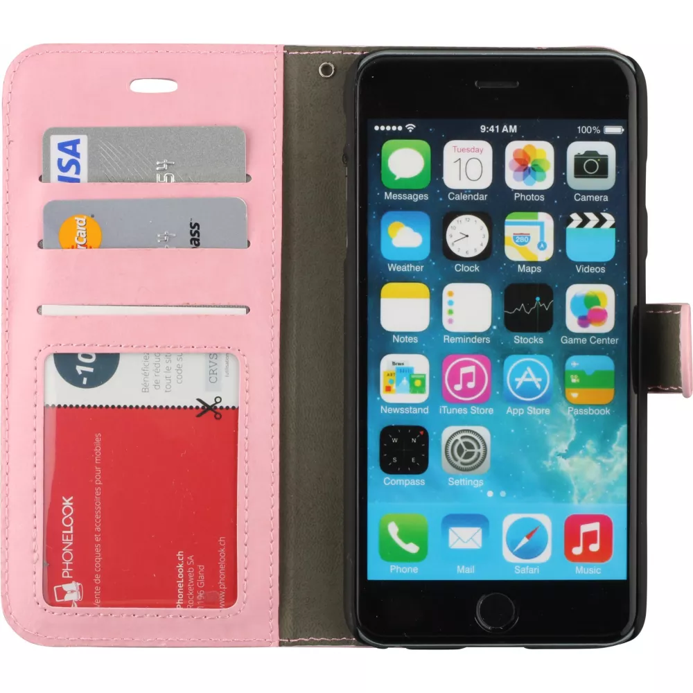 Hülle iPhone 16e - Premium Flip Leder Tasche - Hellrosa
